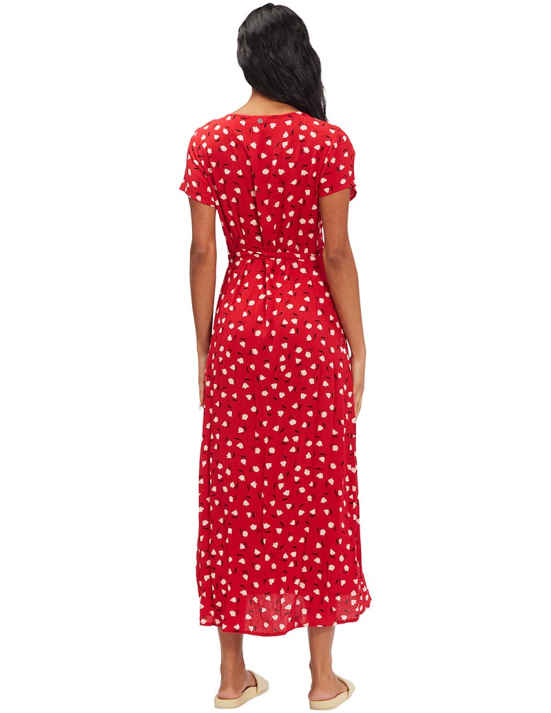 Billabong womens Wrap Front Midi Length Casual Dress, Havana Red, Large US - Image 4